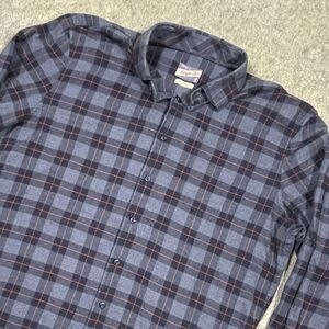 Johnnie-O Hangin Out Surf Flannel Plaid Shirt Blue Abbott Twilight 6360 Large